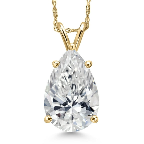 Gem Stone King 4.00 Cttw IGI Certified Lab Grown Diamond Pendant Necklace for Women in 14K Yellow Gold | Pear Shape Diamond | E-F Color | VS1 Clarity | With 18 inch Chain