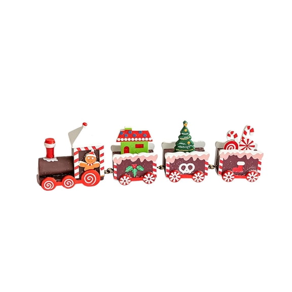 Christmas Wooden Train Set, Four-Section Mini Train Set Christmas Decorations, Christmas Toys Under Xmas Tree for Party Favor Home Decor