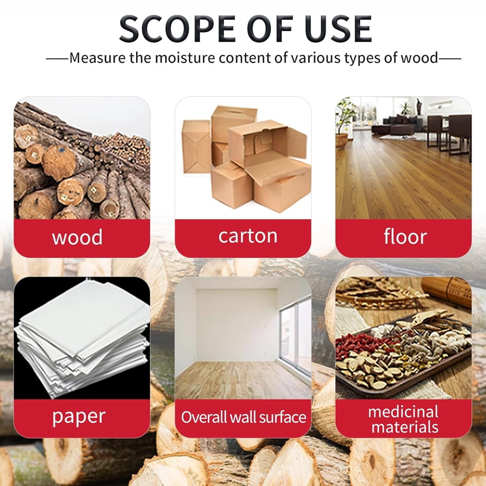 Digital Wood Moisture Meter for Drywall, Lumber & Concrete, Mold Moisture Detector with LCD Display, Wall Water Leak Sensor, Firewood Humidity Tester, Handheld Moisture Gauge for Home Inspection