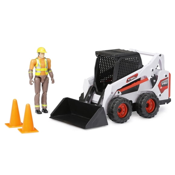 Adventure Force Freewheeling Bobcat Loader Play Set with Posable Figure and Accessories (5 Pieces)