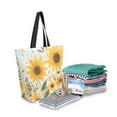 thumbnail image 2 of FORMRS Womens Canvas Tote Bag with Zipper Inner Pocket Shoulder Handbag, Beige Sunflowers, 2 of 7