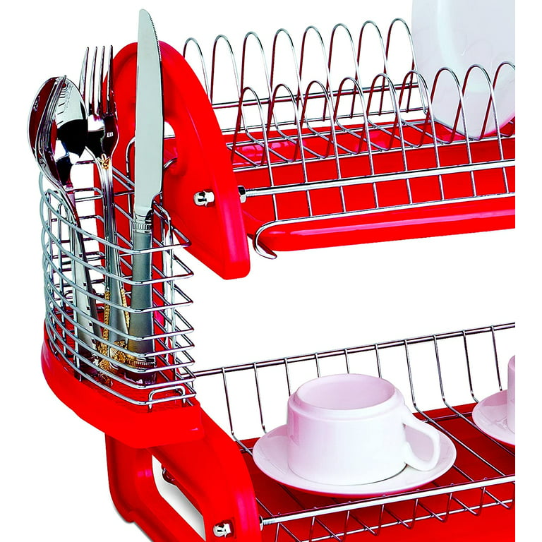 2-Tier Dish Drainer Rack, Air Drying and Organizing Dishes, Side