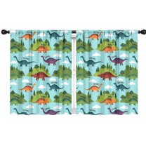 Blackout Kids Curtains,Light Blue Dinosaur Landscape Pattern Childrens Insulated Curtains Set Of 2,Bedroom Essentials,Toddler Room Decor 42"x54"