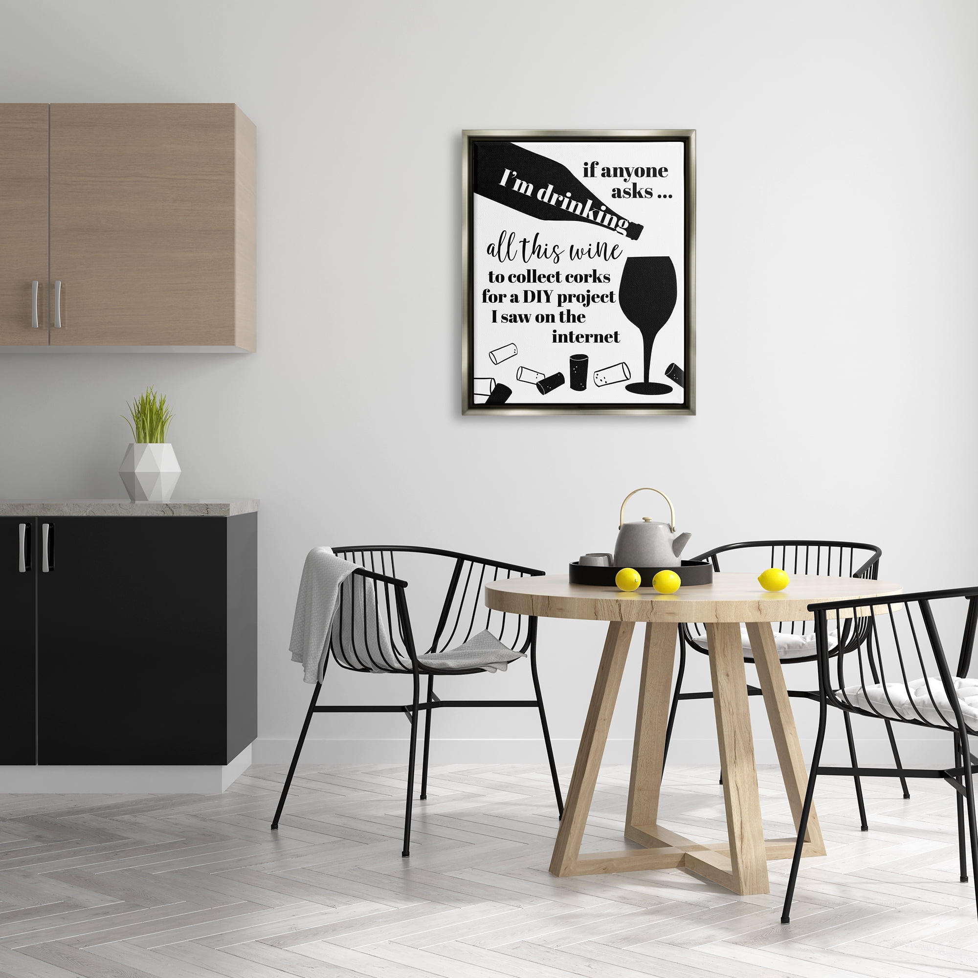 Stupell Industries Funny Wine DIY Phrase Food & Beverage Painting Gray Floater Framed Canvas Art Print Wall Art, 25 x 31