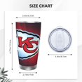 thumbnail image 4 of Taza térmica duradera de acero inoxidable 304 con temática del equipo de fútbol de los KC Chiefs con tapa y pajita Taza térmica de acero inoxidable de 20 oz Taza para automóvil Adecuada para bebidas, 4 of 8