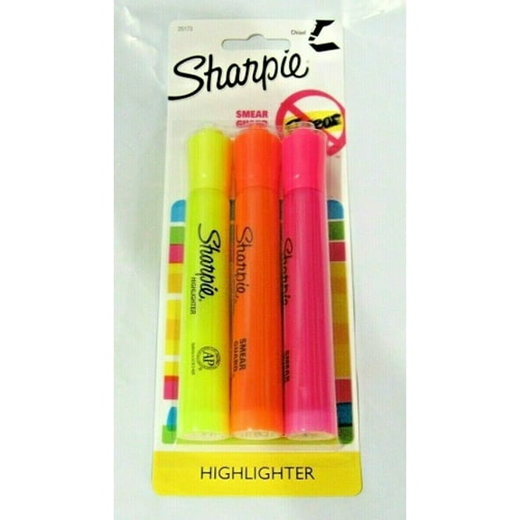 Sharpie Neon 3 Color HIGHLIGHTER 3pk Chisel Tip Non-Toxic Odorless 25173
