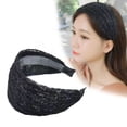 thumbnail image 4 of MSJUHEG Headbands for Women’s Hair Knitted Headband Head Scarf Thick Headbands Gym Headbands for Women Cloth Headbands Hair Bands for Women's Hair Women Hair Head Black One Size, 4 of 4