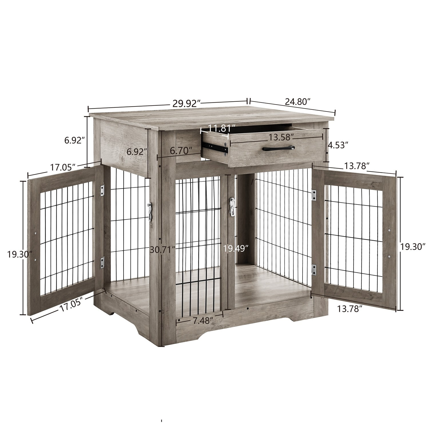 Pefilos 30 Inches Dog Cages Furniture Style Dog Crate End Table with Drawer, Pet Kennels with Double Doors Nightstand, Dog House Indoor Use Pet Cages for Dogs Medium, Gray Pefilos 30 Inches Dog Cages Furniture Style Dog Crate End Table with Drawer, Pet Kennels with Double Doors Nightstand, Dog House Indoor Use Pet Cages for Dogs Medium, Gray