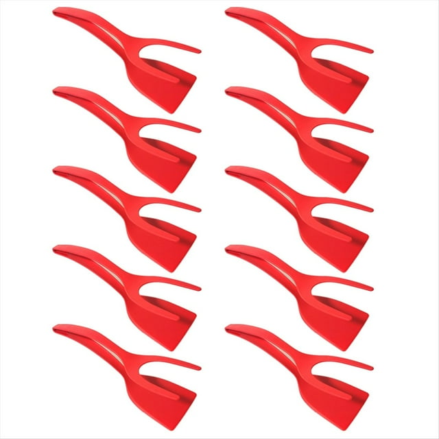 Espátula Multifuncional para Freír Carne con Clip, Espátula Dos en , Clip para Alimentos, Sartén, Espátula, Clip para Tortilla, Rojo