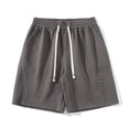 thumbnail image 2 of RYDCOT Mens Letter Graphics Cotton Knit Athletic Gym Shorts | Work out Jogger Basketball Sweat Shorts with Drawstring & Pockets Gray, 2 of 5