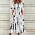 thumbnail image 1 of QJUHUNG Robe Midi à Manches Courtes Imprimée Florale Hawaïenne pour Femmes Robe Fluide avec Poches Tenue de Plage Ample, 1 of 7