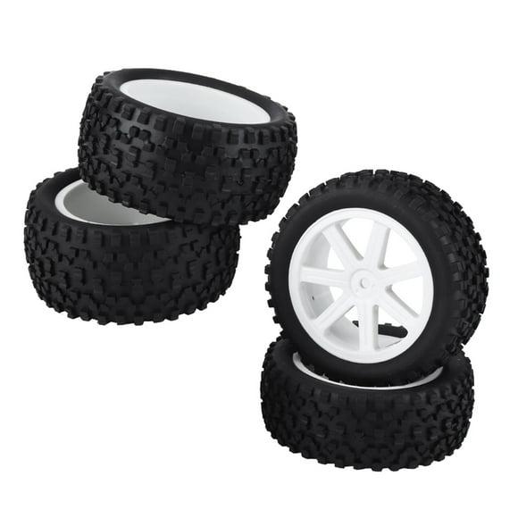 4pcs 1/10 RC Truck Rubber Tire Wheel Tyre, RC Crawler Off-Road Truck Scale Car for ZD Racing Crawler Car, Rc Truck Parts and Accessories[white]