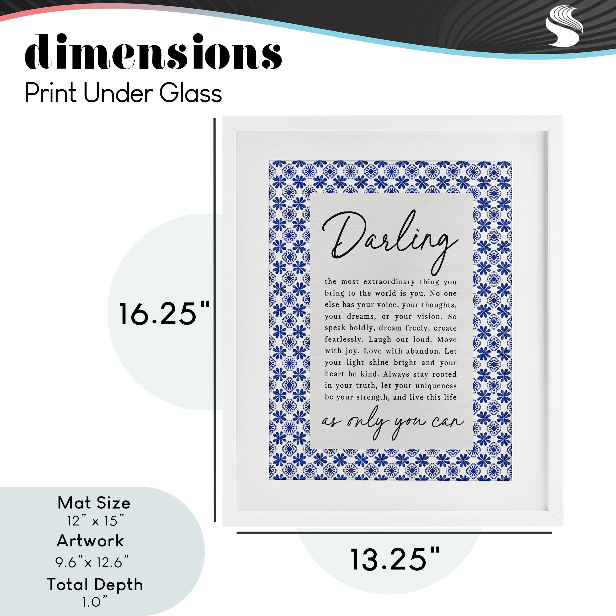 Darling Only You Can Inspiring White Framed Print Under Glass, design by Lettered and Lined