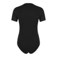 thumbnail image 5 of RUNQHUI Men's Short Sleeve Undershirt Crew Neck Press Button Crotch Shirt Bodysuit Leotard Top Black M, 5 of 7