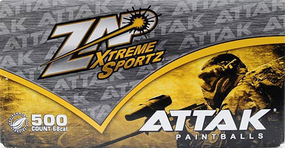 (4 pack) Zap Xtreme Sportz Attak Paintballs 500ct 68cal with Yellow Fill, Great for all Styles of Play
