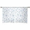 thumbnail image 2 of Coastal Coral Semi Sheer Curtains 45 Inch Length 2 Panels Set, Ocean Starfish Blue Conch Summer Sea Sheer Kitchen Curtain Privacy Voile Window Curtain for Living Room Bedroom Rod Pocket Drapes, 2 of 7