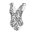 thumbnail image 4 of Yiaed Hand Drawn Snake Print Women's Ruffled One Piece Swimsuit V Neck Swimwear Slimming Monokini for Woman-Medium, 4 of 8