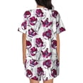 thumbnail image 3 of Kdxio Tulips Flowers Print Pajamas Sets for Women Short-Sleeved Pjs with Lounge Shorts Two Piece Sleepwear S-4XL, 3 of 9