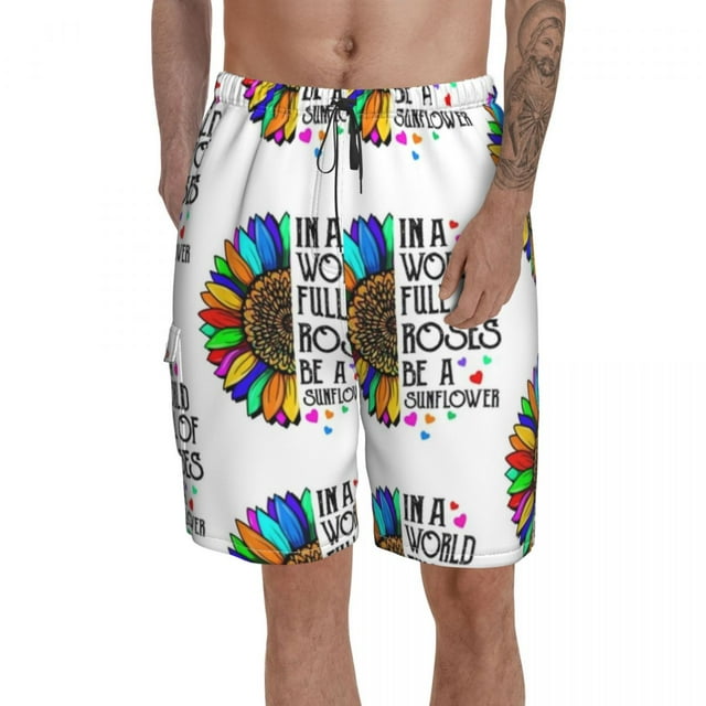 Sunflower Board Shorts Men Beach Swimming Trunks Polyester Funny Swim Trunks
