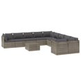 thumbnail image 2 of vidaXL 11 Piece Garden Lounge Set with Cushions Grey Poly Rattan, 2 of 5