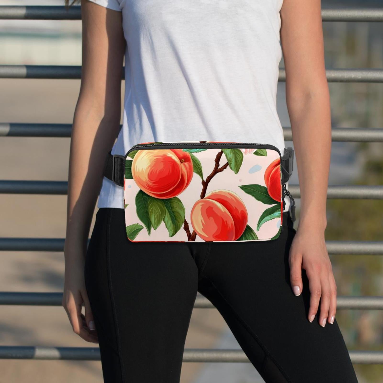 Peaches Cross Body Bag Waist Packs Fanny Pack Lightweight Adjustable Extension Strap Unisex