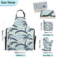 thumbnail image 3 of Palm Trees Blue Wavy Apron Set with Oven Mitts Pot Holders Set of 5 Kitchen Stuff Accessories, 3 of 6