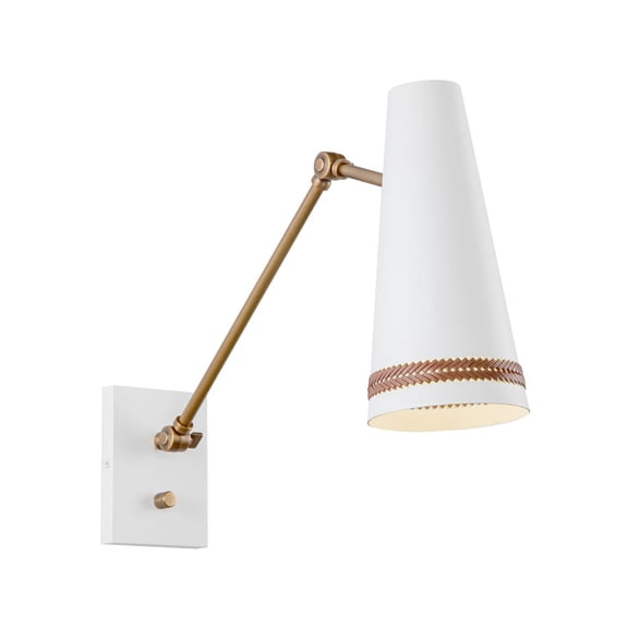 Alora Lighting Wv342105 Brickell 12" Tall Wall Sconce - Matte White / Hazelnut Leather