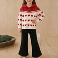 thumbnail image 2 of RXMEKW Knitted Sweater Set With Hood And Flared Pants For Girls In Black-White Cream Red-Black, 2 of 9