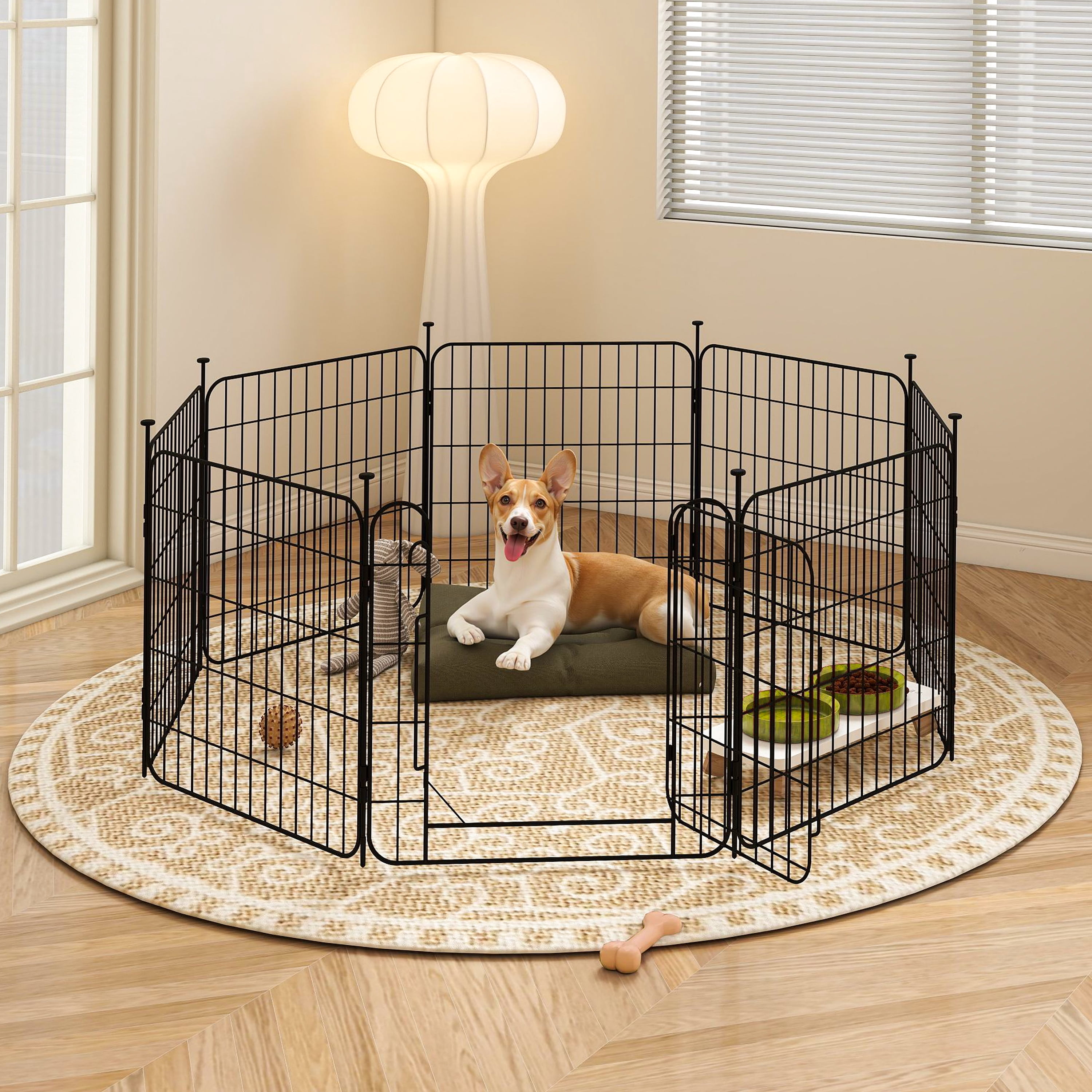 Renwick 8 Panels 24" Tall Foldable Dog Playpen Panels, Black