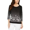 JM Collection Women's Printed Top Black Size Large