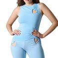 thumbnail image 5 of Ahabrexf Mesh Tops for Women,Solid Color Lace-Up Bodycon Top with Decorative Heart Cutout Detail, 5 of 5