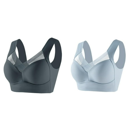 (2-Pack) 2025 New Women s Large Strapless Lace Women Sports Bra Pack Tank Top Underwear Thin Womens Bras Comfortable Front Closure Side Fold Side Bras for Women Gather Adjustable Bra