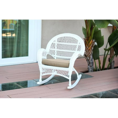 Jeco Inc. Wicker Rocker Chair with Cushions (Set of 4)