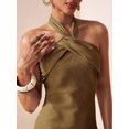 thumbnail image 6 of Womens Elegant Coffee Brown Halter Neck Maxi Dress With Twist Detail, 6 of 7