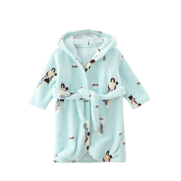 Pitauce Girls Hooded Bathrobe Toddler Kids Soft Flannel Pajama Robes Warm Night-Robe Sleepwear 1-8 Years
