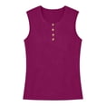 thumbnail image 4 of Womens Summer Tops Henley Shirt, Sleeveless Shirts for Women Casual Button Down Crewneck Tank Top Mothers Gifts, 4 of 5