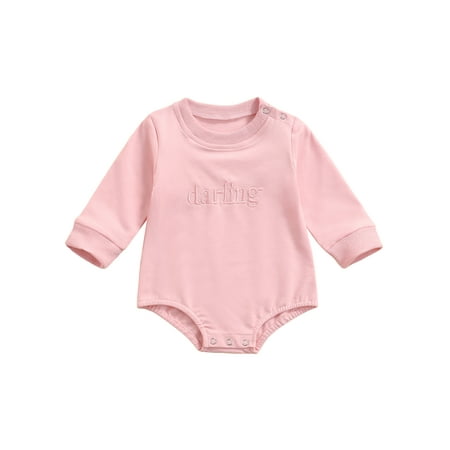 

TheFound Newborn Baby Girl Boy Crewneck Sweatshirt Romper Long Sleeve Letter Bodysuit Jumpsuit Fall Winter Clothes
