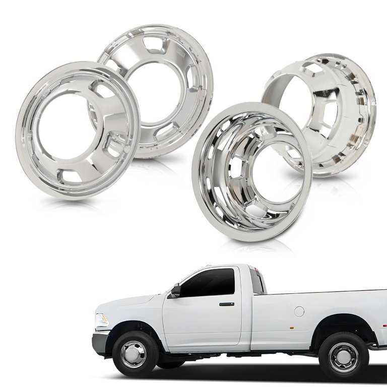 2-Pack 17" Chrome Front Wheel Simulator Covers For 2019-2024 Dodge Ram 3500 Dually – ABS Plastic, Chrome Finish