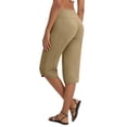 thumbnail image 4 of Nestiefly Womens Capri Pants with Pockets Straight Leg Yoga Capris Leggings Mid-Calf Capris Workout Summer Khaki L, 4 of 7