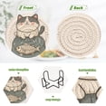 thumbnail image 4 of Yayeee 6 PCS Drink Coasters with Holder Set Woven Absorbent Round Tabletop Hot Pad, Beige Cute Cat, 4 of 7