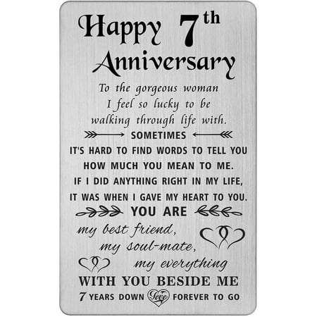 7 Year Anniversary Card Gifts for Her Wife, Happy 7th Wedding