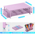 thumbnail image 5 of FTCBJJA 2-Tier Monitor Stand Riser, Desk Organizer and Accessories with Drawer and Pen Holders, Carbon Steel Ergonomic Computer Stand for Home, Pink, 5 of 9