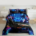 thumbnail image 2 of jejeloiu Extreme Speed Game Twin Comforter Set,Racing Car Black Blue,Cozy Reversible Decor For Teens,2-Piece, 2 of 8