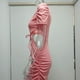 thumbnail image 4 of Vestido corto para mujer, cintura recortada, correas, enlace, mangas cortas, envoltura de cadera, vestido corto elegante, 4 of 7