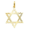 thumbnail image 2 of 14K Yellow Solid Gold Star of David Charm Pendant with 1.1mm Wheat Chain Necklace - 24", 2 of 4