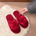 thumbnail image 6 of Xfvqtps Womens Corduroy Open Toe Slide Slippers Warm Flat House Shoes for Bedroom Living Room Fall Winter Cozy Indoor Comfortable Footwear, 6 of 6