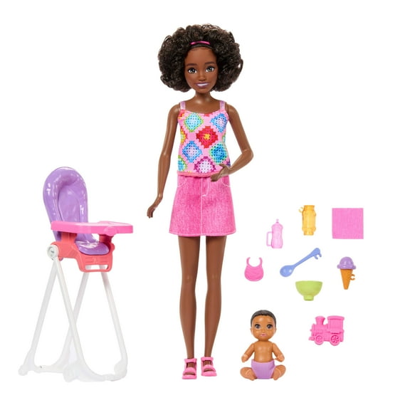Barbie Skipper Babysitters Inc. Playset with Skipper Doll, Toddler Doll, High Chair & 8 Accessories