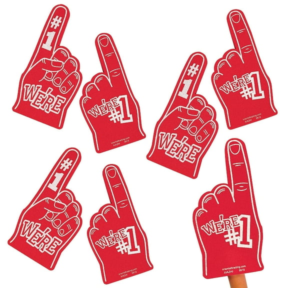 Fun Express School Spirit #1 Red Foam Hands Bulk 72 Pc