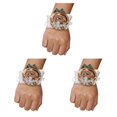 thumbnail image 2 of Bewildely Ramillete de muñeca de rosa de satén hecho a mano de larga duración para bodas y fiestas de graduación elástica única N21 caqui Type1 NO1, 2 of 6
