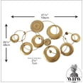 thumbnail image 4 of WHW Modernist Constellation Wall Sculpture, Golden Gilt, Circular Rods, Crinkle And Ruched Discs, Hand Welded and Painted, 41.25 inches, 4 of 7